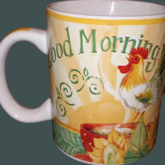 🎈VGUC Pier 1 Imports Beautiful Day Stoneware Mugs Set of 3 Rooster Design 4.25" - Picture 5 of 9